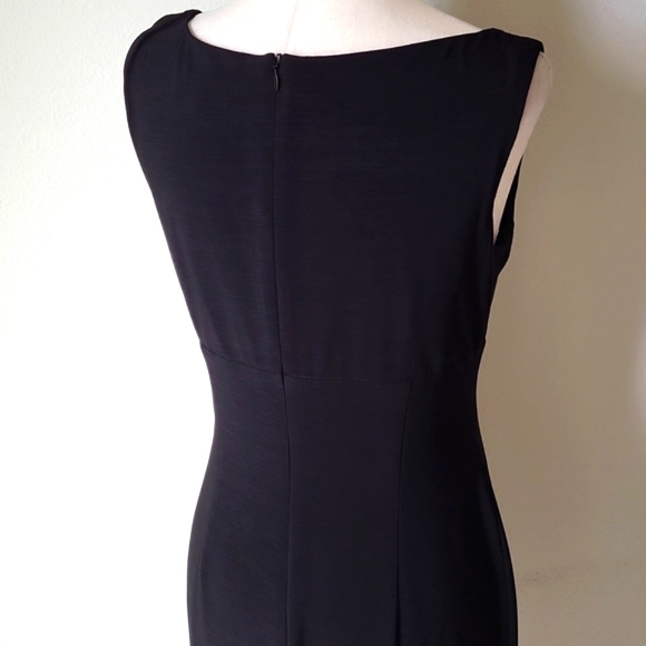 David Meister Black Empire fitted Dress w/ faux leather detail - Picture 6 of 16